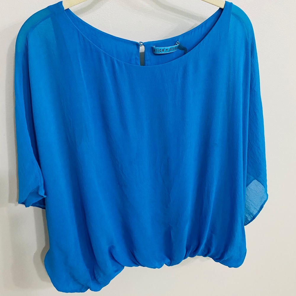 Alice + Olivia Bright Royal Silk Top XS